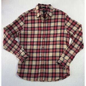 J Crew Shirt Mens MED Red‎ Check Plaid Flannel Casual Button Up Slim Fit Casual